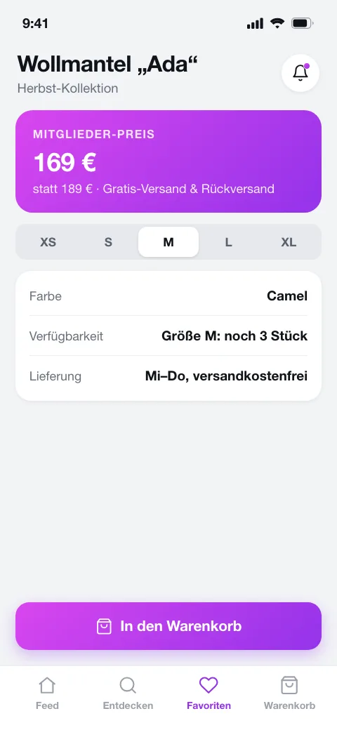 Marken-App App – Produkt und Verfügbarkeit live