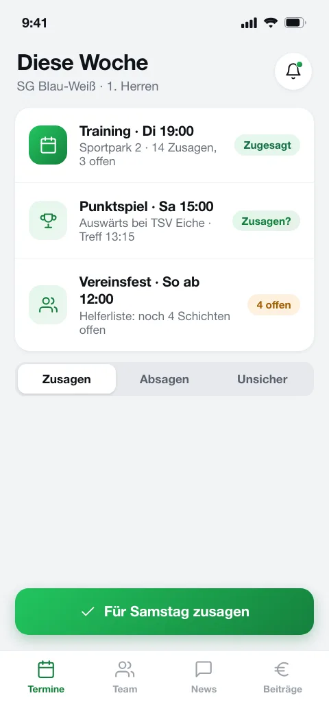 Vereins-App App – Termine und Zusagen an einem Ort