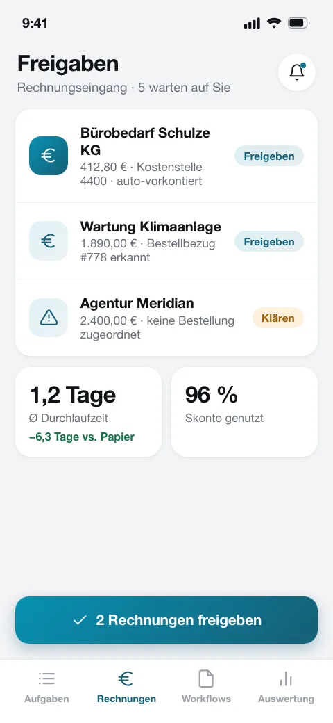 Backoffice-App App – Rechnungsfreigabe in Sekunden
