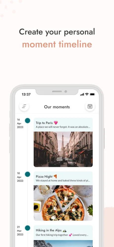Mi & Ju App – Gemeinsame Momente als Timeline